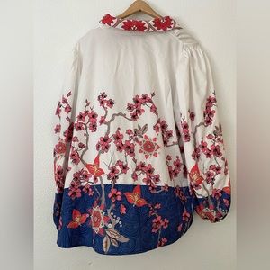 Shein button down print floral abstract 3x